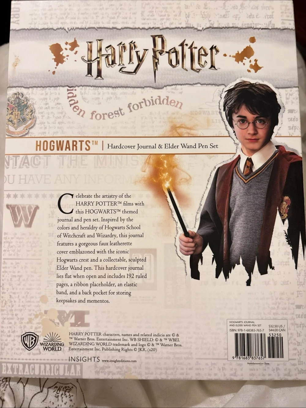 Harry Potter Hogwarts Hardcover Journal & Elder Wand Pen Set - Brown & Gold